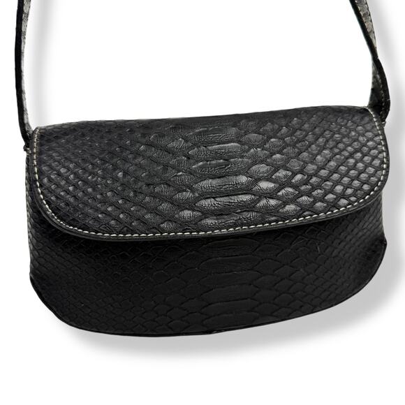 Y2K TOMMY HILFIGER black snakeskin super mini shoulder bag - Picture 14 of 14